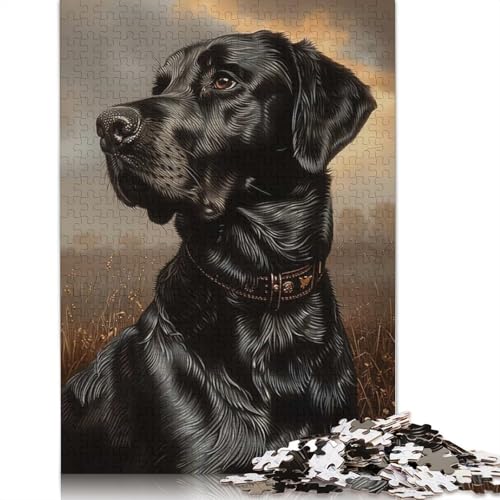 1000-teiliges Puzzle mit Porträt eines schwarzen Labradors für Erwachsene, Papierpuzzles, Puzzles für Erwachsene, Lernspiel, Herausforderungsspielzeug (38 x 26 cm) von QBIREX