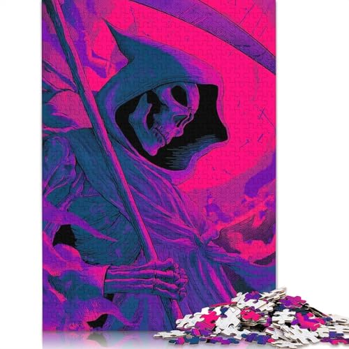 1000-teiliges Puzzle mit Sensenmann in Lila und Blau für Erwachsene, Puzzle, Lernspiel, Herausforderungsspielzeug, 1000 Teile (75 x 50 cm) von QBIREX