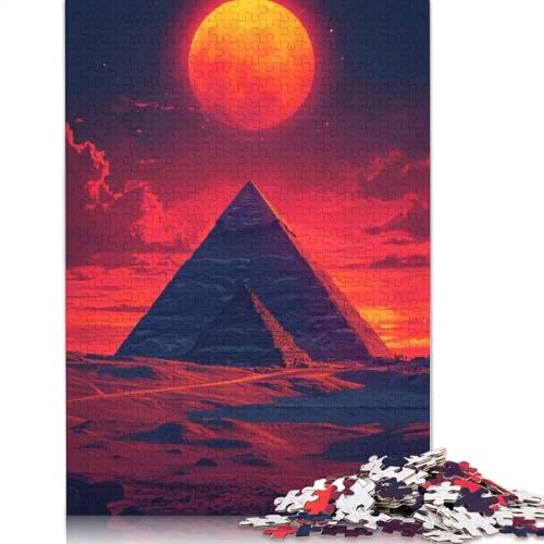 1000-teiliges Puzzle mit Sonnenuntergang in der ägyptischen Pyramide, Schwierigkeitsgrad für Erwachsene, Lernspielzeug, Spiele, Familiendekoration (75 x 50 cm) von QBIREX