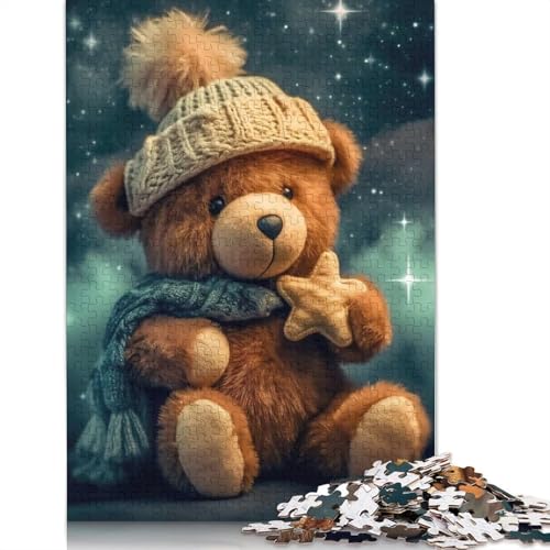1000-teiliges Puzzle mit Teddybär im Pyjama für Erwachsene und Teenager, Lernspiele für zu Hause, DIY-Spielzeug, 1000 Teile (75 x 50 cm) von QBIREX