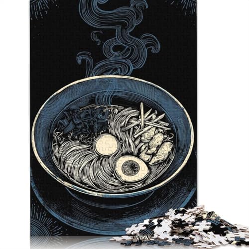 1000-teiliges Puzzle mit detaillierter Ramen-Schüssel-Illustration für Erwachsene, Puzzle, Lernspiel, Herausforderungsspielzeug, 1000 Stück (75 x 50 cm) von QBIREX