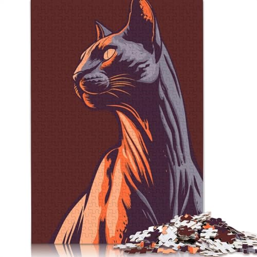 1000-teiliges Puzzle mit elegantem Katzenporträt für Erwachsene, Papierpuzzle für Erwachsene, Lernspiel, Herausforderungsspielzeug, 1000 Stück (38 x 26 cm) von QBIREX