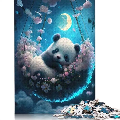 1000-teiliges Puzzle mit friedlichem Panda für Erwachsene, Puzzle, Lernspiel, Herausforderungsspielzeug, 1000 Stück (38 x 26 cm) von QBIREX
