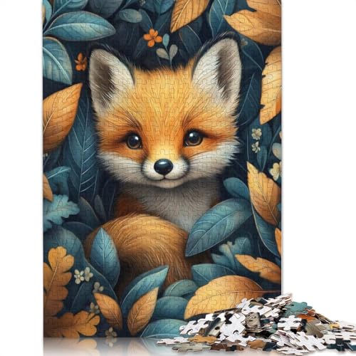 1000-teiliges Puzzle mit rotem Fuchs im Herbstlaub für Erwachsene, Puzzle, Puzzle für Erwachsene, Heimdekoration, Puzzle-Spielzeug, 1000 Stück (75 x 50 cm) von QBIREX