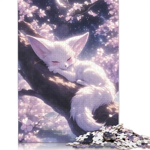 1000-teiliges Puzzle mit schlafendem Fennek-Fuchs für Erwachsene Teenager, Papierpuzzle, nachhaltiges Puzzle für Erwachsene | Spiele 1000 Teile (38 x 26 cm) von QBIREX