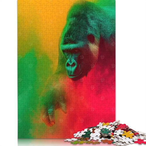 1000-teiliges Rasta-Gorilla-Puzzle für Erwachsene, Papierpuzzle für Erwachsene, Lernspiel, Herausforderungsspielzeug, 1000 Stück (38 x 26 cm) von QBIREX