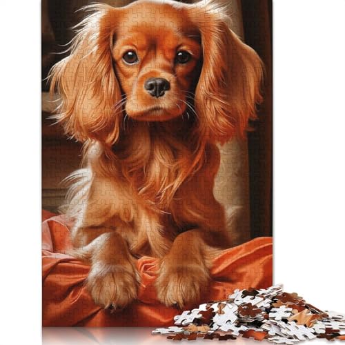 1000-teiliges Ruby Cavalier King Charles Spaniel-Puzzle für Erwachsene, Puzzle, Erwachsenen-Puzzle, Heimdekoration, Puzzle-Spielzeug (75 x 50 cm) von QBIREX