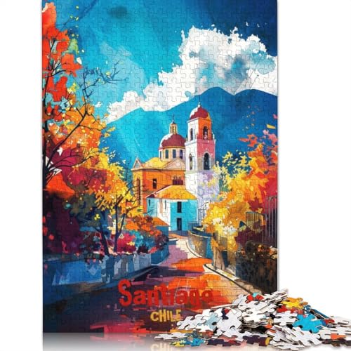 1000-teiliges Santiago-Kunstposter-Puzzle, Schwierigkeitsgrad für Erwachsene, Lernspiele, Spielzeug, Familiendekoration (38 x 26 cm) von QBIREX
