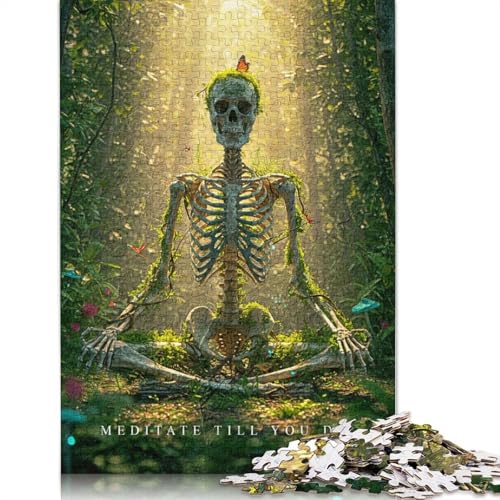 1000-teiliges Skelett, das im Wald meditiert, Puzzle für Erwachsene, Papierpuzzle für Erwachsene, Lernspiel, Herausforderungsspielzeug, 1000 Stück (75 x 50 cm) von QBIREX