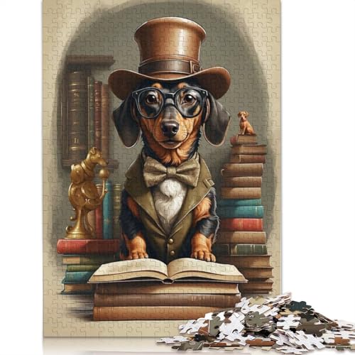 1000-teiliges Smart-Dackel-Hundeschul-Puzzle für Erwachsene, Papierpuzzle für Erwachsene, Lernspiel, Herausforderungsspielzeug, 1000 Stück (75 x 50 cm) von QBIREX