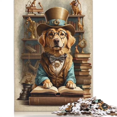 1000-teiliges Smart-Puzzle mit Golden Retriever-Hund für Erwachsene, Puzzle für Erwachsene, Alter 14+, 1000 Teile (38 x 26 cm) von QBIREX