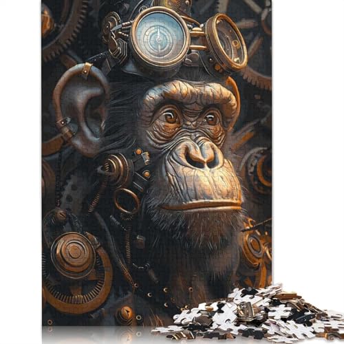 1000-teiliges Steampunk-Affen-Tier-Puzzle für Erwachsene und Jugendliche, Lernspielzeug aus Papier, 1000 Teile (38 x 26 cm) von QBIREX