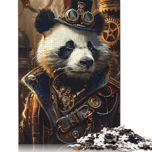 1000-teiliges Steampunk-Panda-Tier-Puzzle für Erwachsene, Papierpuzzle, Lernspiel für Erwachsene Teenager, 1000 Teile (38 x 26 cm) von QBIREX
