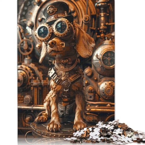 1000-teiliges Steampunk-Puzzle mit Cocker-Hund, Puzzle für Erwachsene, ab 14 Jahren, 1000 Teile (75 x 50 cm) von QBIREX