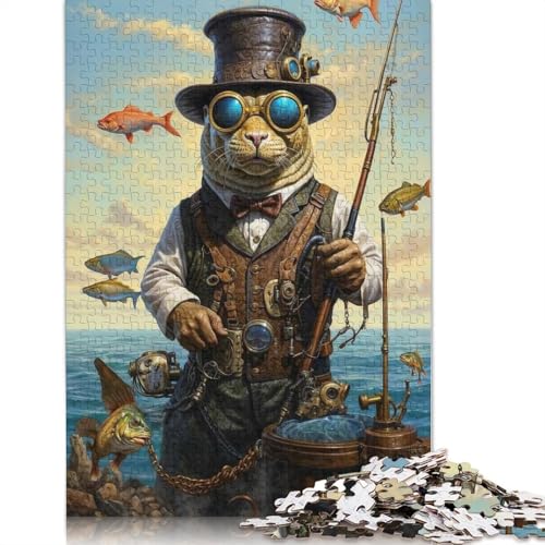1000-teiliges Steampunk-Puzzle mit Robben-Fischer, für Erwachsene und Teenager, 1000 Teile (75 x 50 cm) von QBIREX