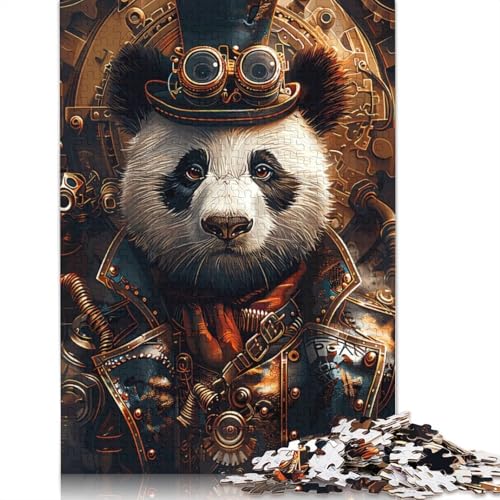 1000-teiliges Steampunk-Tier-Panda-Papierpuzzle, Papierpuzzle für Erwachsene und Jugendliche ab 12 Jahren, 1000 Stück (75 x 50 cm) von QBIREX