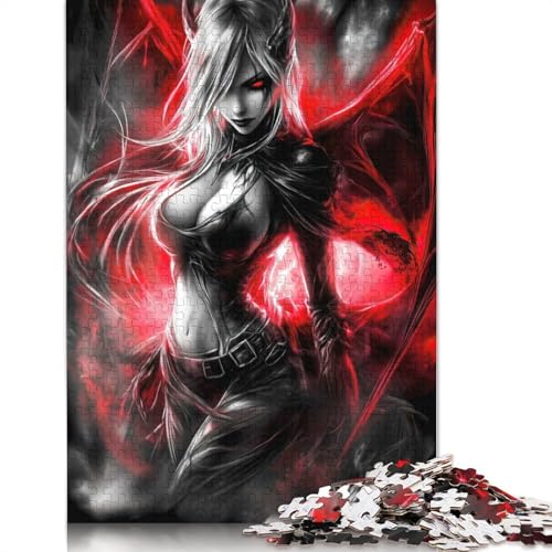 1000-teiliges Succubus-Dämonenmädchen-Puzzle für Erwachsene, Papierpuzzle, Lernspiel für Erwachsene Teenager, 1000 Teile (38 x 26 cm) von QBIREX