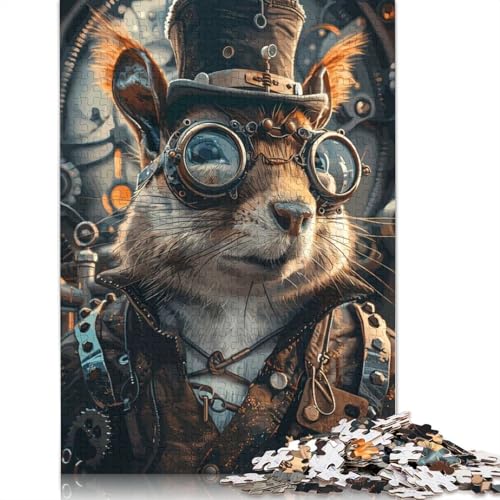 1000-teiliges Tier-Steampunk-Eichhörnchen-Puzzle für Erwachsene, Puzzle, Erwachsenen-Puzzle, Heimdekoration, Puzzle-Spielzeug, 1000 Stück (38 x 26 cm) von QBIREX