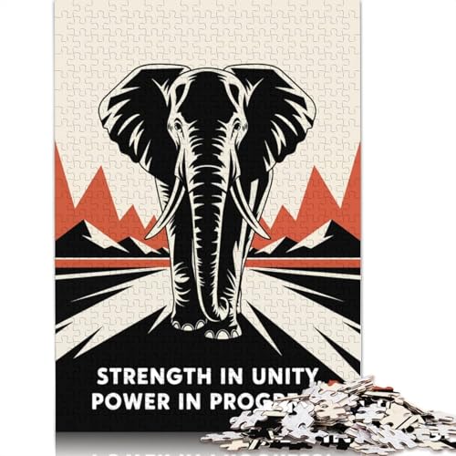 1000-teiliges Unity-Elefanten-Marsch-Puzzle für Erwachsene und Teenager, Papierpuzzle, 1000 Teile (75 x 50 cm) von QBIREX