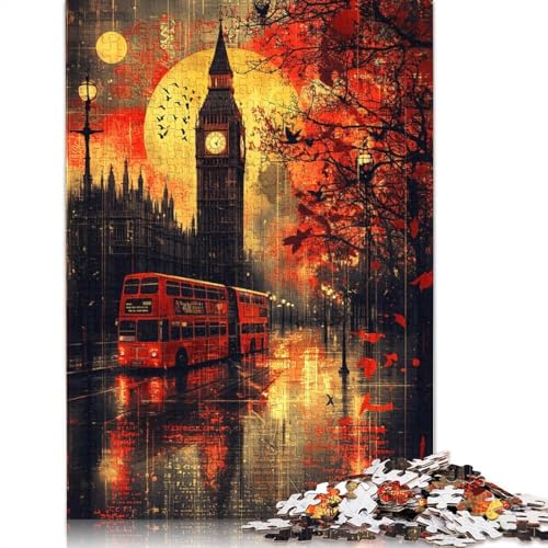 1000-teiliges Vintage-Schatten-Gotik-Puzzle „London at Dusk“ für Erwachsene, Puzzle, Erwachsenen-Puzzle, Heimdekoration, Puzzle-Spielzeug (38 x 26 cm) von QBIREX