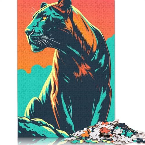 1000-teiliges buntes Panther-Porträt-Puzzle für Erwachsene, Puzzle, Erwachsenen-Puzzle, Heimdekoration, Puzzle-Spielzeug, 1000 Stück (75 x 50 cm) von QBIREX