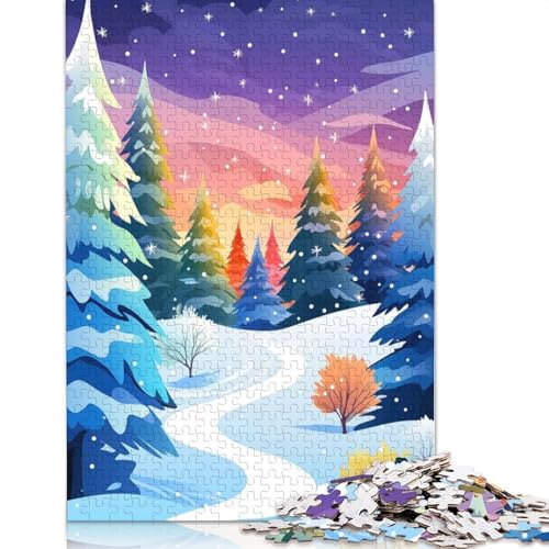 1000-teiliges buntes Winter-Fantasie-Puzzle für Erwachsene, Puzzle, Erwachsenen-Puzzle, Heimdekoration, Puzzle-Spielzeug, 1000 Stück (38 x 26 cm) von QBIREX