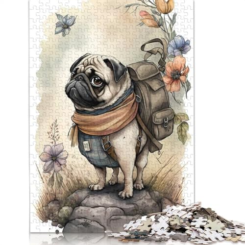1000-teiliges entzückendes Mops-Puzzle für Erwachsene, Papierpuzzles, Puzzles für Erwachsene, Lernspiel, Herausforderungsspielzeug, 1000 Stück (38 x 26 cm) von QBIREX