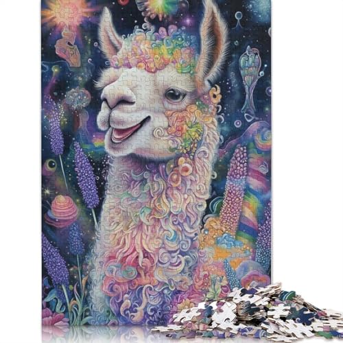 1000-teiliges psychedelisches Blumenlama – lebendiges Kunstporträt-Puzzle für Erwachsene, Lernspiele für zu Hause, DIY-Spielzeug, 1000 Teile (38 x 26 cm) von QBIREX