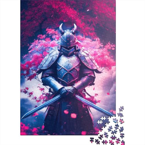 1000-teiliges quadratisches Puzzle mit japanischen Samurai-Motiven für Erwachsene, Holzpuzzle, Lernspiel für Kinder, 1000 Teile (75 x 50 cm) von QBIREX