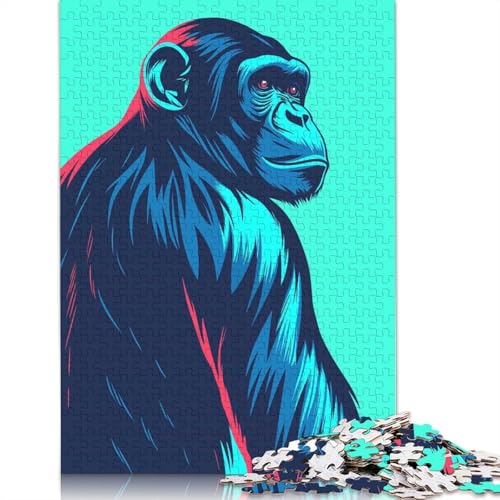 1000-teiliges stilisiertes Schimpansenporträt-Puzzle für Erwachsene, Puzzle, Puzzles für Erwachsene, einzigartige Heimdekoration und Geschenke, 1000 Teile (38 x 26 cm) von QBIREX