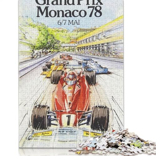 1500 Teile „Grand Prix von Monaco 1978“ für Erwachsene, schwierige Holzpuzzles, Puzzles für Erwachsene, Lernspiel, Herausforderungsspielzeug, 1500 Teile (85 x 57 cm) von QBIREX