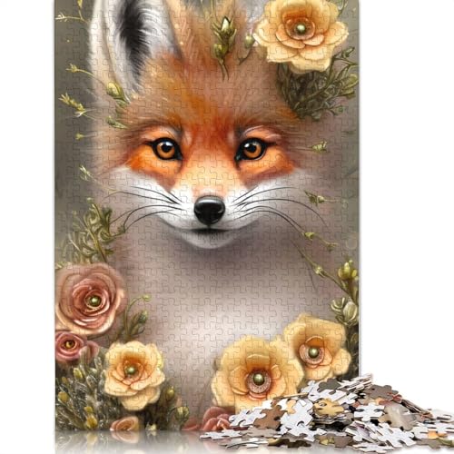 1500 Teile Niedlicher Fuchs mit Blumen Puzzle für Erwachsene Puzzle Puzzles für Erwachsene Zuhause Lernspiele DIY Spielzeug 1500 Teile (85 x 57 cm) von QBIREX