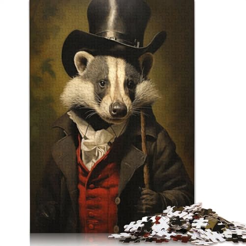 1500-teiliges Dachs-im-Anzug-Puzzle für Erwachsene, schwierige Holzpuzzles, Puzzles für Erwachsene, Lernspiel, Herausforderungsspielzeug, 1500 Teile (85 x 57 cm) von QBIREX