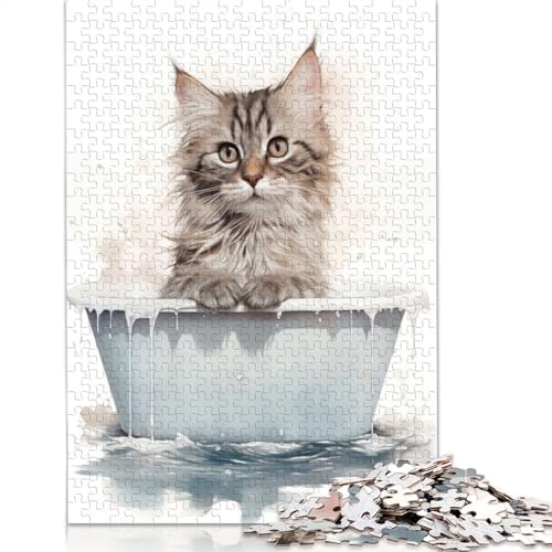 1500-teiliges Katzen-Badewannen-Puzzle für Erwachsene, Jugendliche, Puzzle, Puzzles für Erwachsene, Lernspiel für Erwachsene, 1500 Teile (85 x 57 cm) von QBIREX