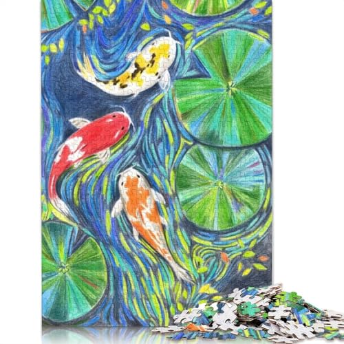1500-teiliges Koi-Fischteich-Aquarell für Erwachsene, schwierige Holzpuzzles, Puzzles für Erwachsene, Lernspiel, Herausforderungsspielzeug, 1500 Stück (85 x 57 cm) von QBIREX