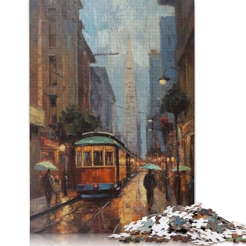 1500-teiliges Ölgemälde von San Francisco für Erwachsene, schwierige Holzpuzzles, Puzzles für Erwachsene, Lernspiel, Herausforderungsspielzeug, 1500 Stück (85 x 57 cm) von QBIREX