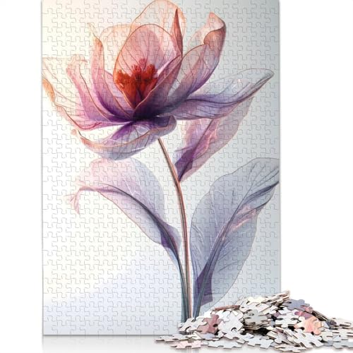 1500-teiliges Poster mit rosa Irisblumen für Erwachsene, schwierige Holzpuzzles, Puzzles für Erwachsene, Lernspiel, Herausforderungsspielzeug, 1500 Stück (85 x 57 cm) von QBIREX