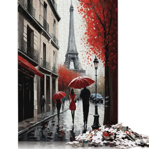 1500-teiliges Puzzle „Paris, Frankreich“, Rot, für Erwachsene und Teenager, Holzpuzzles für Teenager, Geschenke, Entspannungspuzzles, Spiele, 1500 Teile (85 x 57 cm) von QBIREX