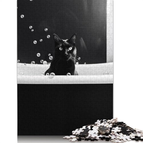 1500-teiliges Puzzle mit Badewannenkatze für Erwachsene und Teenager, Holzpuzzles für Erwachsene, Lernspiel, Herausforderungsspielzeug, 1500 Teile (85 x 57 cm) von QBIREX