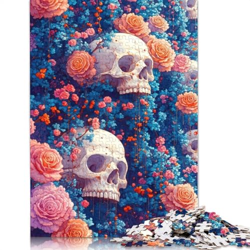 1500-teiliges Puzzle mit Totenköpfen und Rosen, Holzpuzzle für Erwachsene und Jugendliche, Lernspielzeug, 1500 Teile (85 x 57 cm) von QBIREX