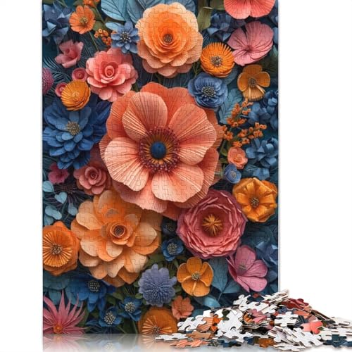 1500-teiliges Vintage-Puzzle mit Papierblumen für Erwachsene und Teenager. Holzpuzzle für Erwachsene, Lernspiel, Herausforderungsspielzeug, 1500 Teile (85 x 57 cm) von QBIREX