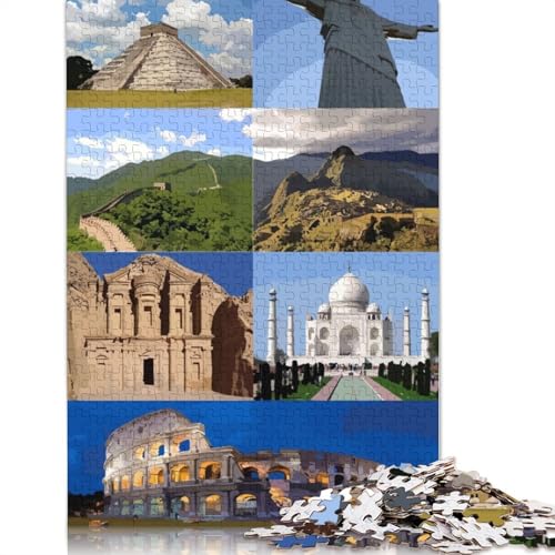 1500-teiliges Weltwunder-Puzzle für Erwachsene, schwierige Puzzles, Holzpuzzles für Teenager, Geschenke, Heimdekoration, Puzzlespielzeug, 1500 Teile (85 x 57 cm) von QBIREX