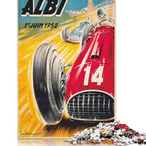 1er Juni 1952 Autorennen-Puzzle, rechteckig, Pappe, 100 Prozent recycelter Karton, Puzzle für Erwachsene und Kinder, 1000 Teile (38 x 26 cm) von QBIREX