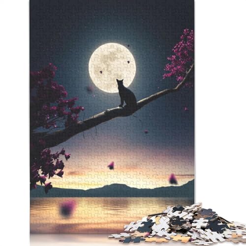 3D-Puzzle für Erwachsene mit Katzenmond und Sternen, Premium-Puzzle aus 100% recyceltem Brett, Problemlösungspuzzles für Erwachsene und Kinder, 1500 Teile (85 x 57 cm) von QBIREX