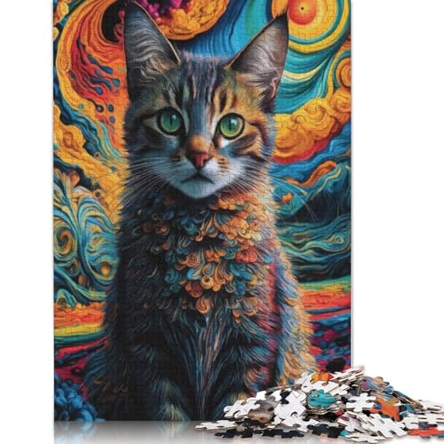 ÄSTHETISCHES KATZENKUNST-Puzzle, rechteckige Pappe, 100 Prozent recycelte Pappe, Puzzle für Erwachsene und Kinder, 1000 Teile (75 x 50 cm) von QBIREX
