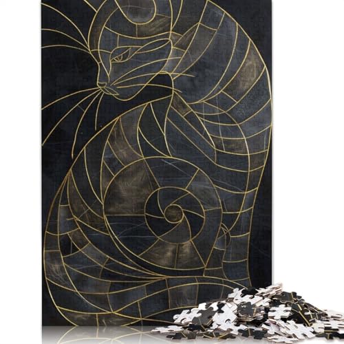 Ästhetisches Katzenpuzzle, schwieriges rechteckiges Hartpapier-Puzzle für Erwachsene und Kinder, einzigartiges Geschenk, 1000 Teile (26 x 38 cm) von QBIREX