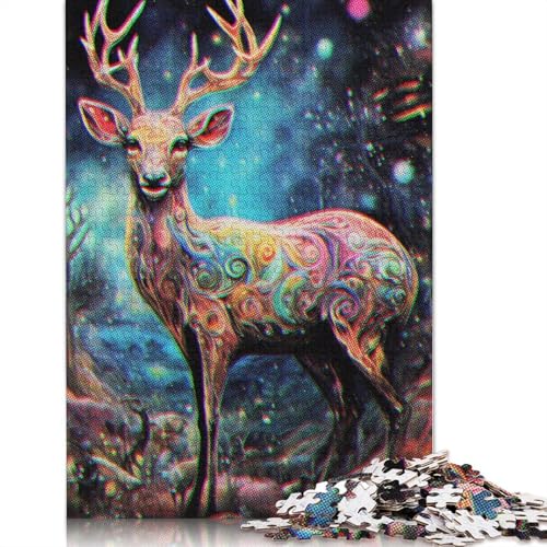 Abstraktes Hirsch-Puzzle, kreative Spiele, 100% recycelter Karton, Puzzle für Erwachsene, 1000 Teile (75 x 50 cm) von QBIREX