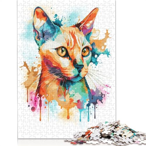 Abstraktes Siamkatzen-Kunst-Puzzle für Erwachsene, Lernspiel, Puzzle-Geschenke für Kinder ab 12 Jahren, 1000 Teile (75 x 50 cm) von QBIREX