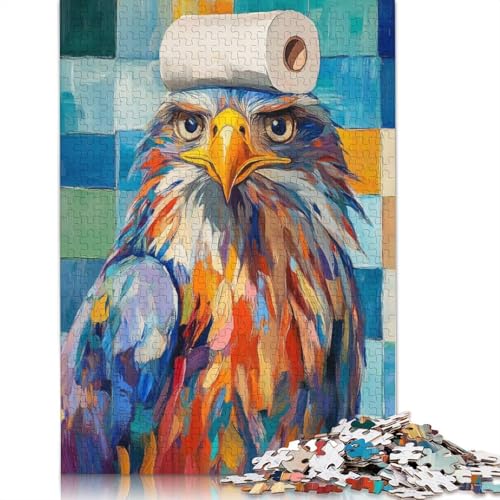 Adler mit Toilettenpapierhut, Puzzle, lustige Aktivität für zu Hause, Premium-Puzzle aus Karton für Erwachsene, Teenager, 1000 Teile (75 x 50 cm) von QBIREX