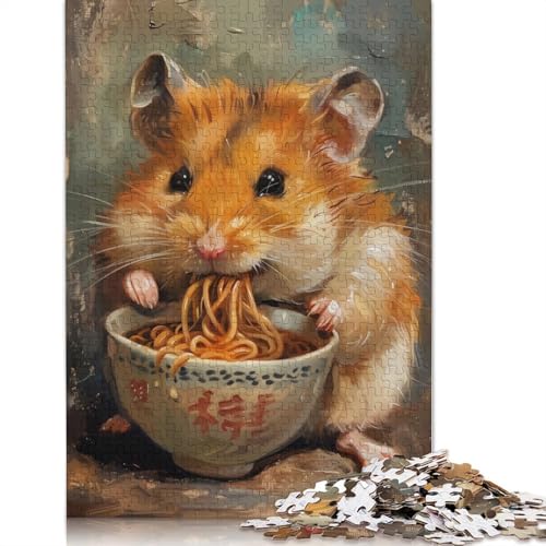 Adorale Hamster-Nudel-Puzzle, anpassbare Bilder, 100% recycelter Karton, Puzzle für Kinder und Erwachsene, einzigartiges Geschenk, 1000 Teile (75 x 50 cm) von QBIREX
